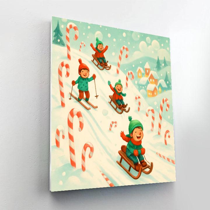 Candy Cane Ski Slope Adventure Number painting