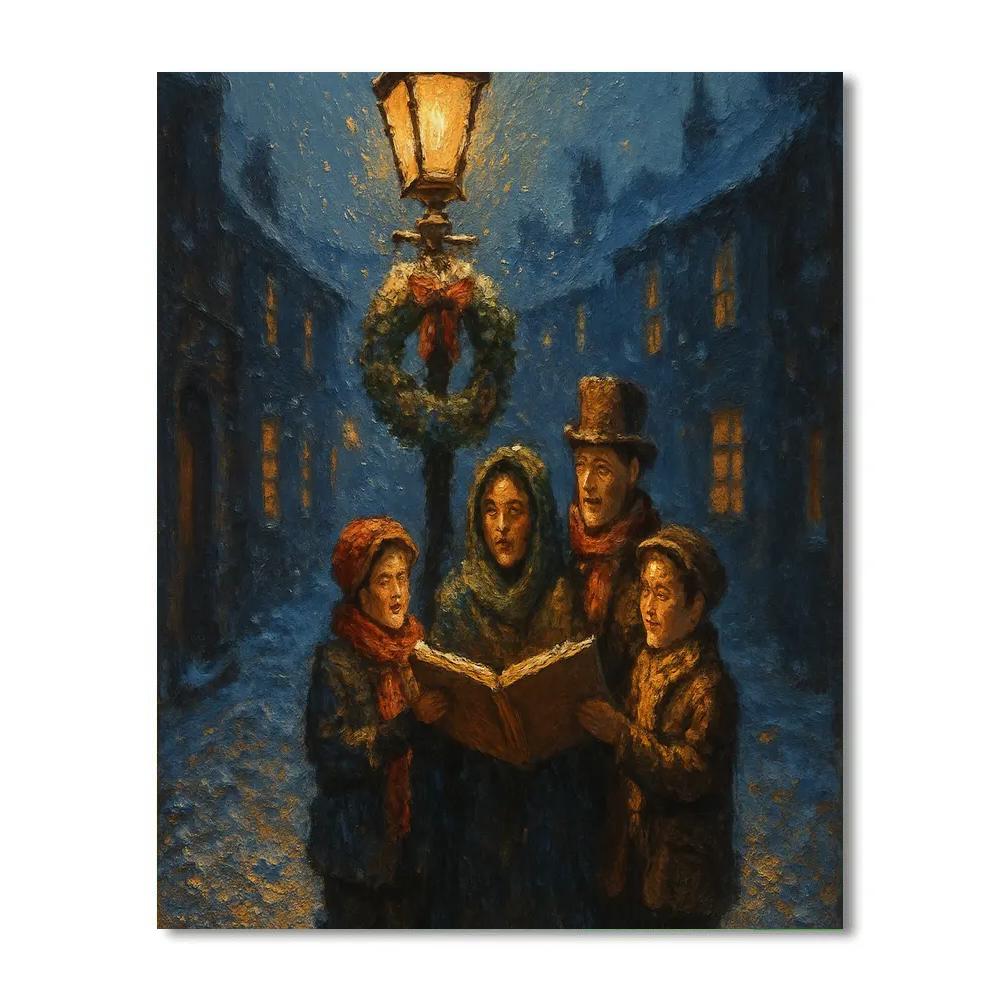 Midwinter Carolers By Gaslight paint by numbers