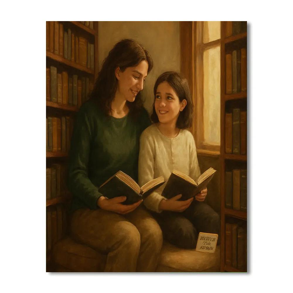 Quiet Library Corner With Mom Paint by numbers art
