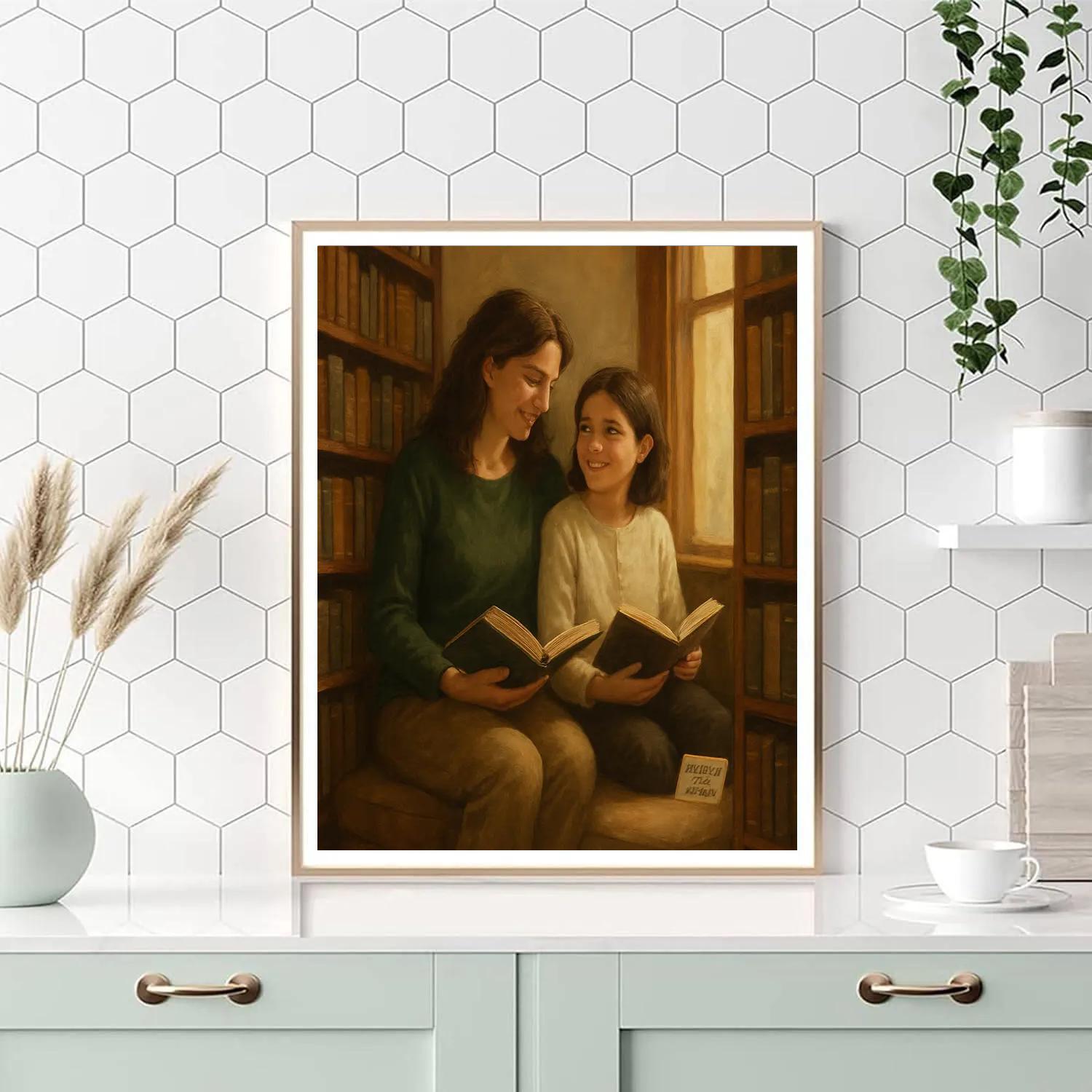 Quiet Library Corner With Mom Paint by numbers art