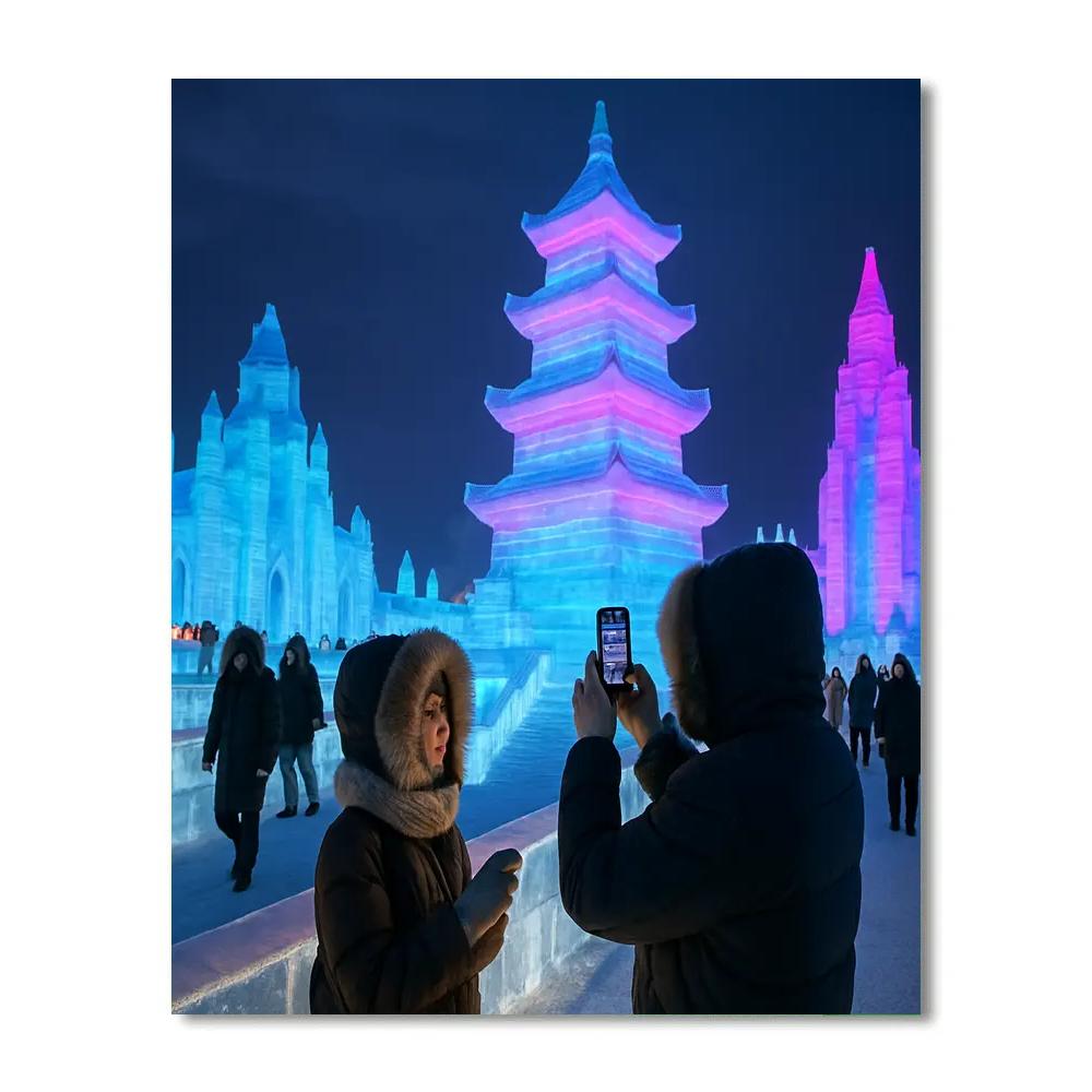 Harbin Ice And Snow Festival Sculptures At Dusk Paint by numbers kits