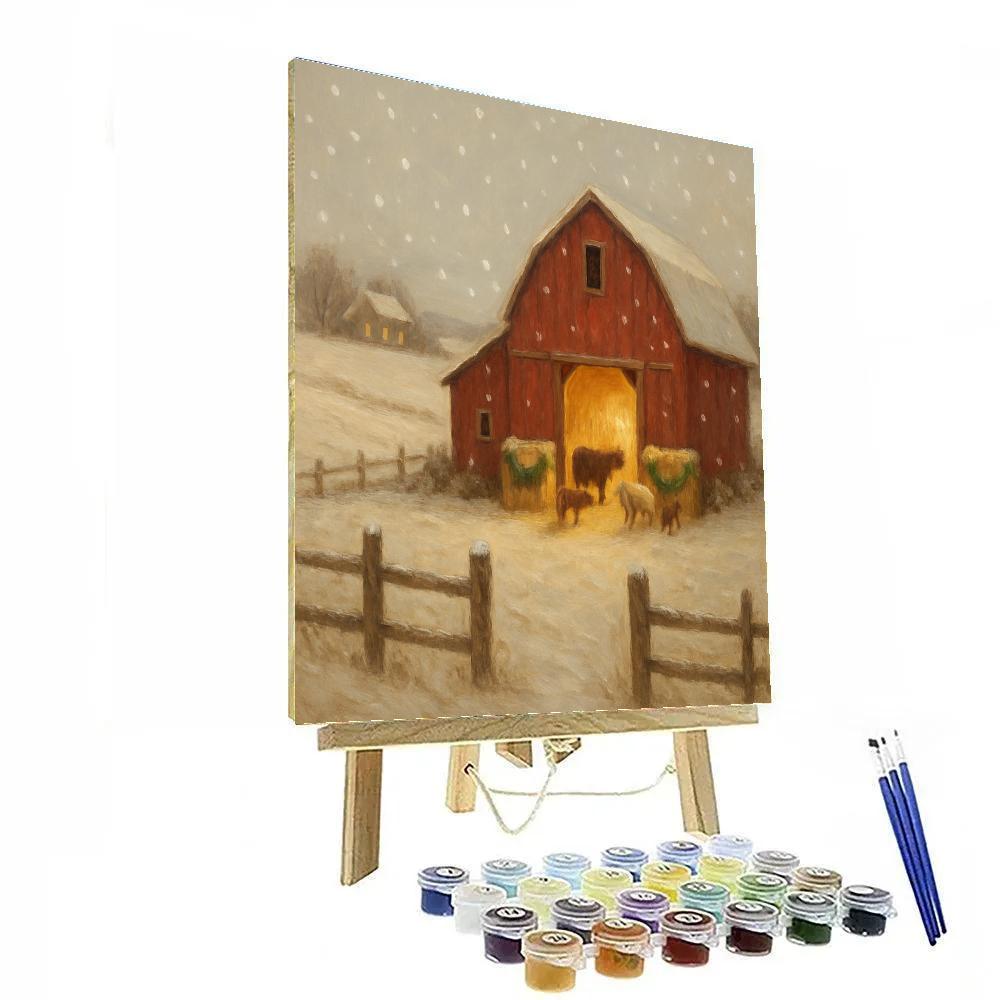 Barnyard Christmas At First Snow Paint by numbers art
