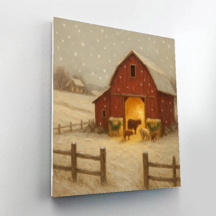 Barnyard Christmas At First Snow Paint by numbers art