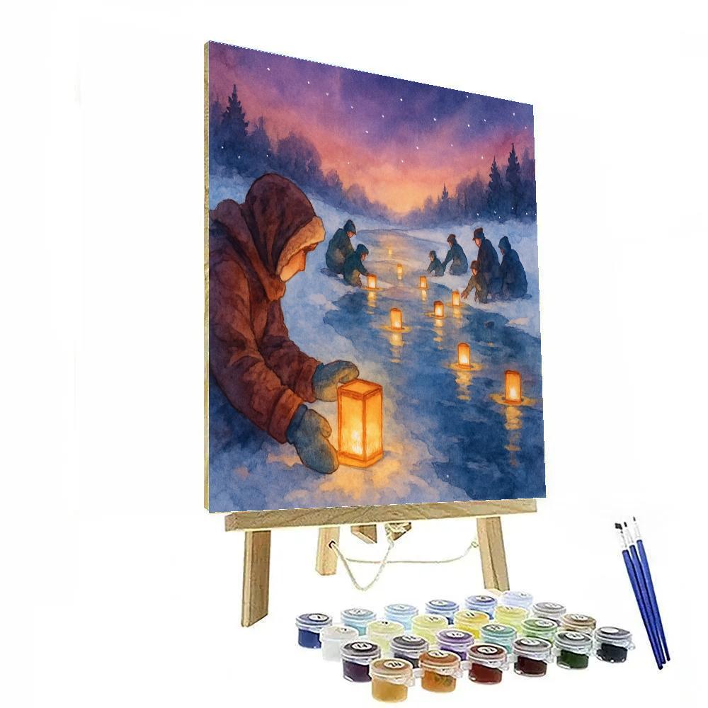 Frozen River Lantern Release Painting by numbers kit