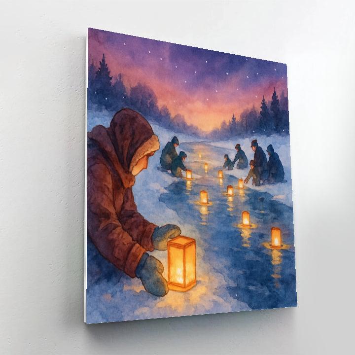 Frozen River Lantern Release Painting by numbers kit