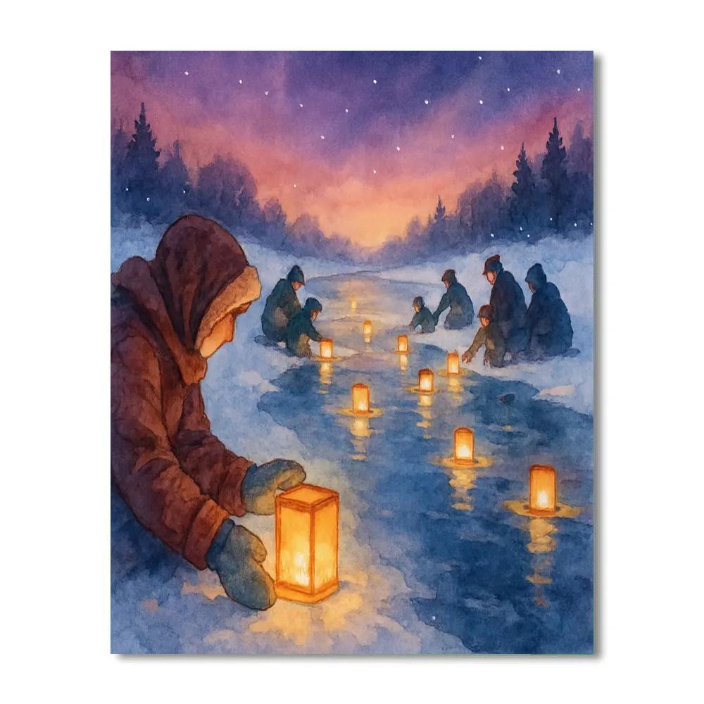 Frozen River Lantern Release Painting by numbers kit