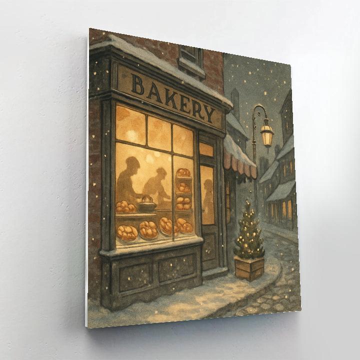 Holiday Bakery On Snow Street Corner Painting by numbers kit