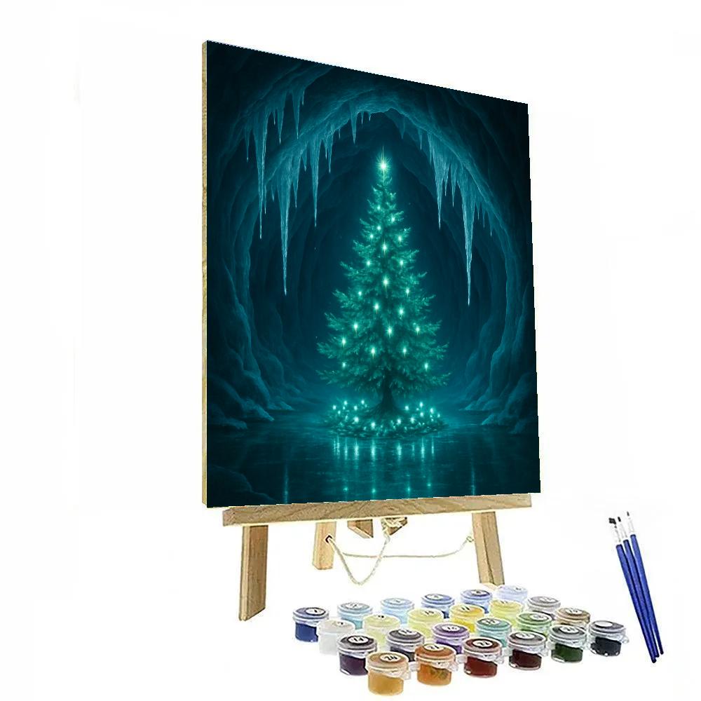 Secret Ice Cave Christmas Tree Painting by numbers kit
