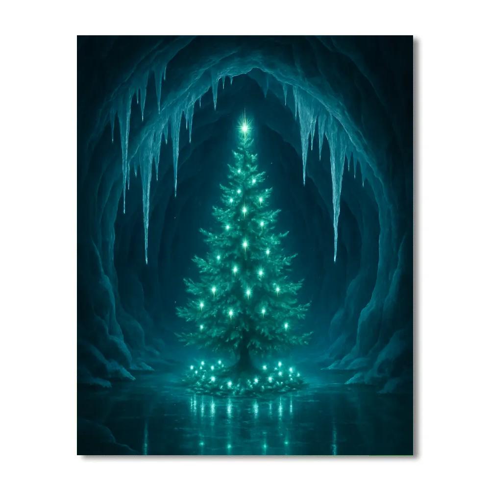 Secret Ice Cave Christmas Tree Painting by numbers kit