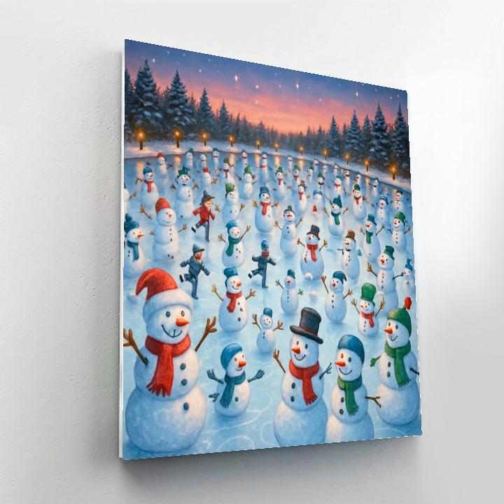 Snowman Festival On The Frozen Pond Paint by numbers kits