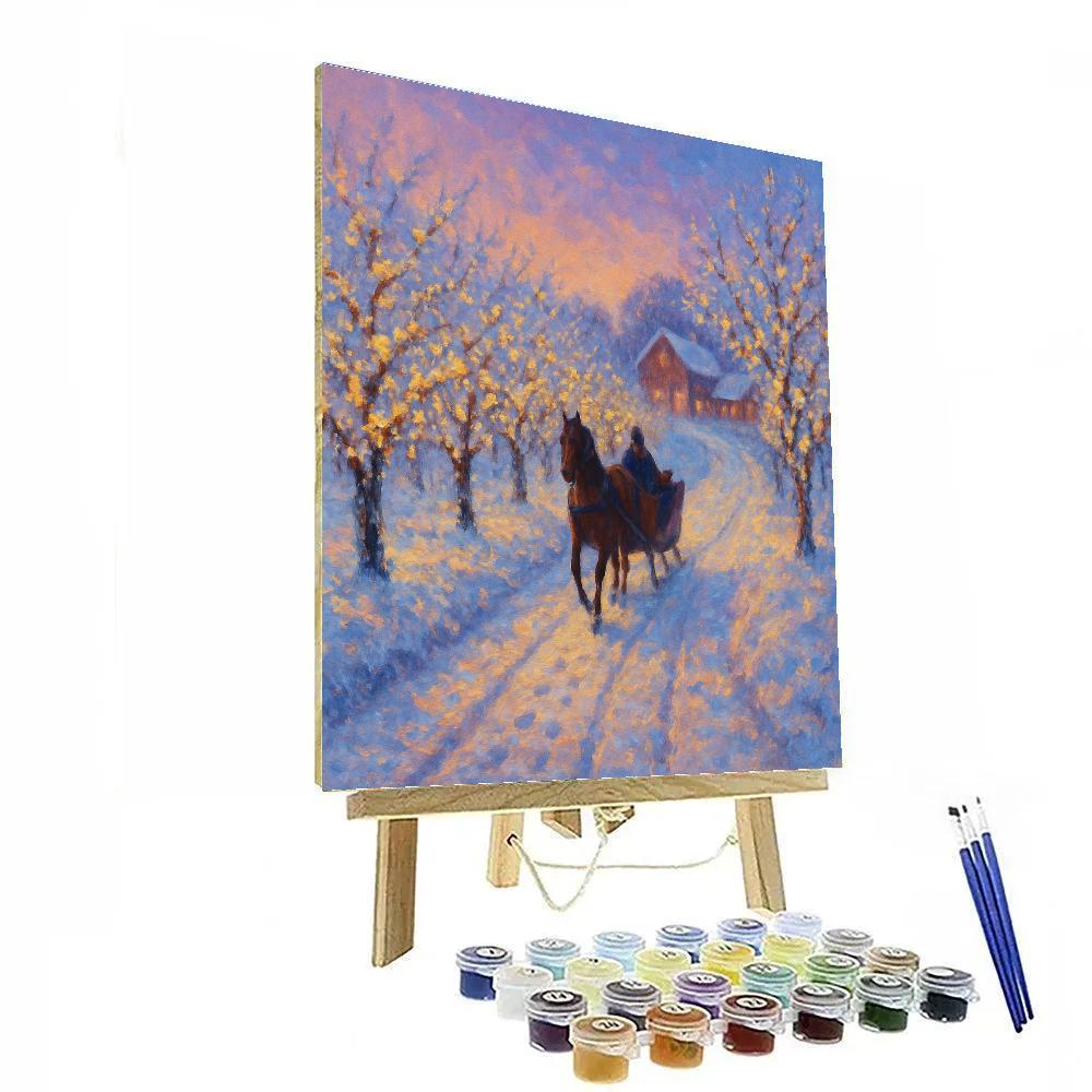 Twilight Sleigh Path Through The Orchard Number painting