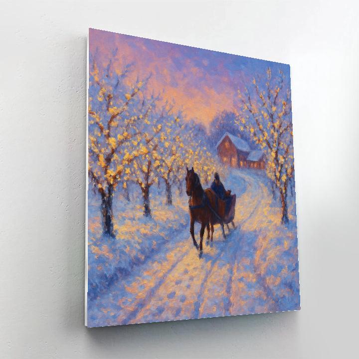 Twilight Sleigh Path Through The Orchard Number painting