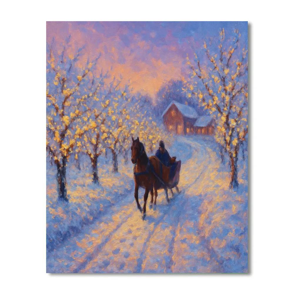 Twilight Sleigh Path Through The Orchard Number painting