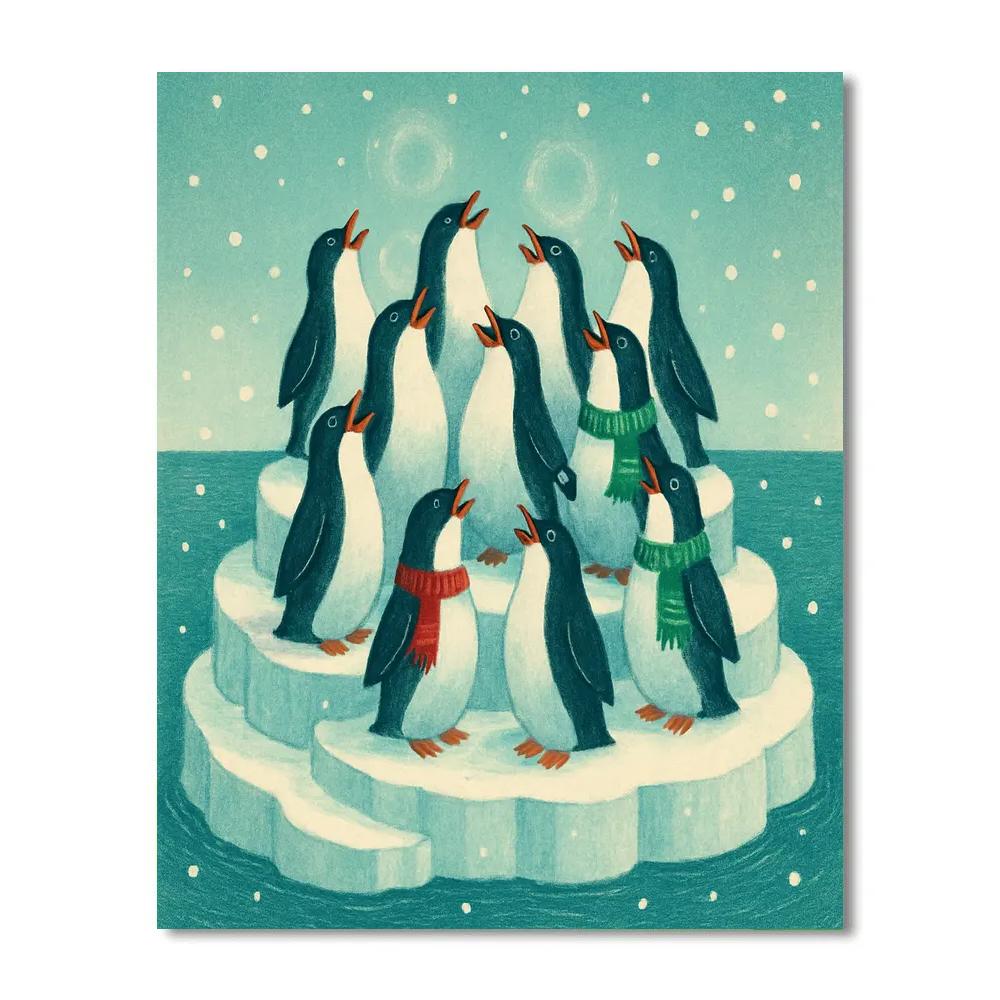 Penguin Choir On The Iceberg Stage Paint by numbers art
