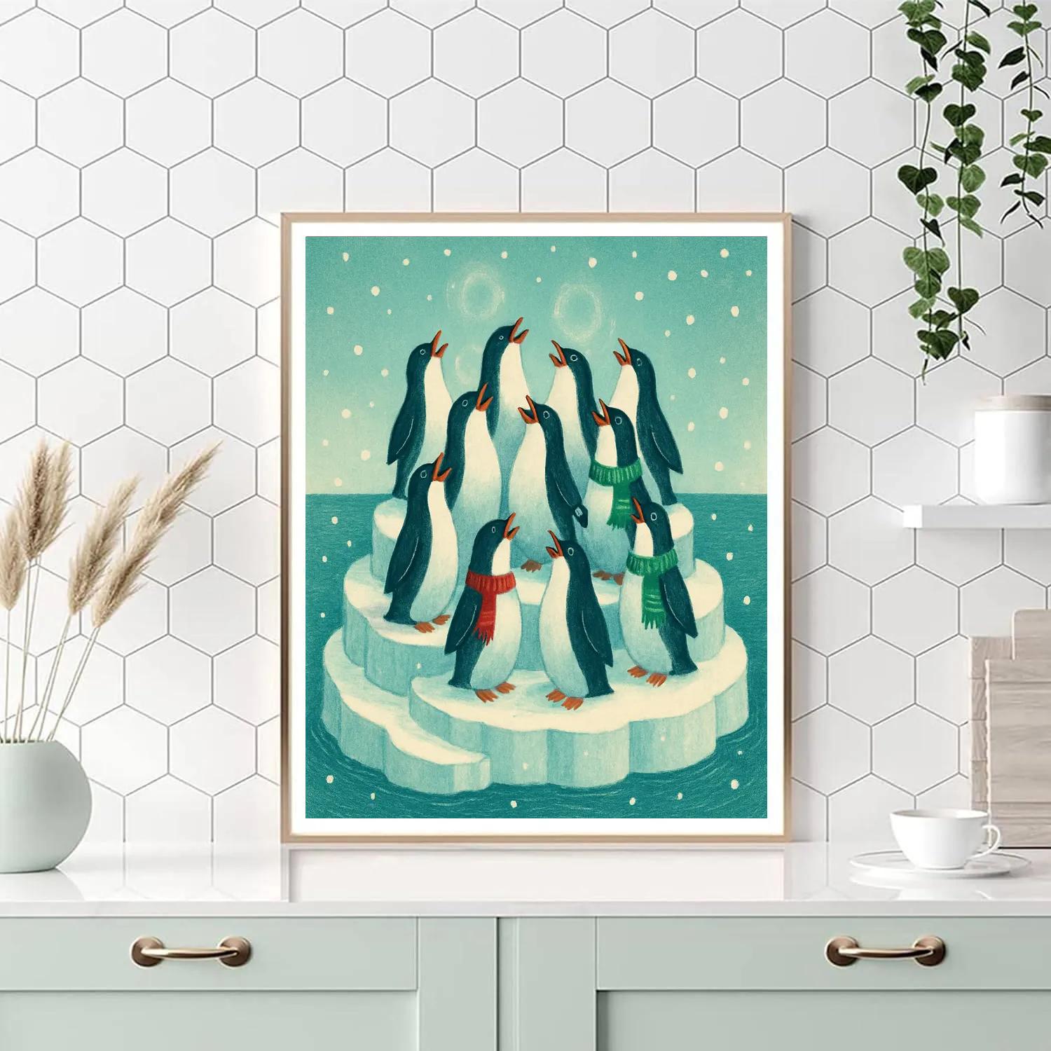 Penguin Choir On The Iceberg Stage Paint by numbers art