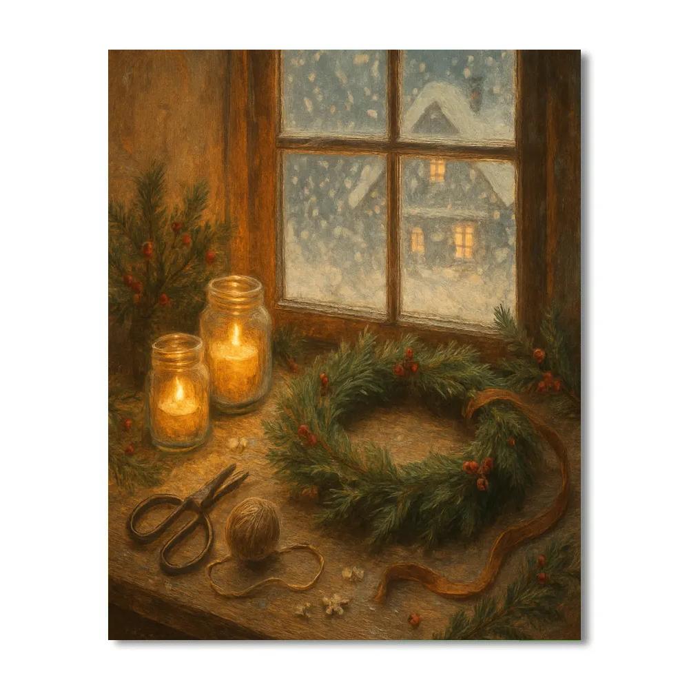 Wreath Makers Snowy Workshop Paint by numbers kits