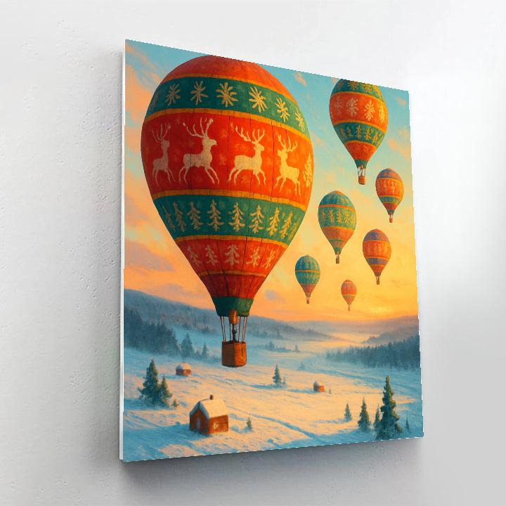 Holiday Hot Air Balloons Over Snowfields Paint by numbers art