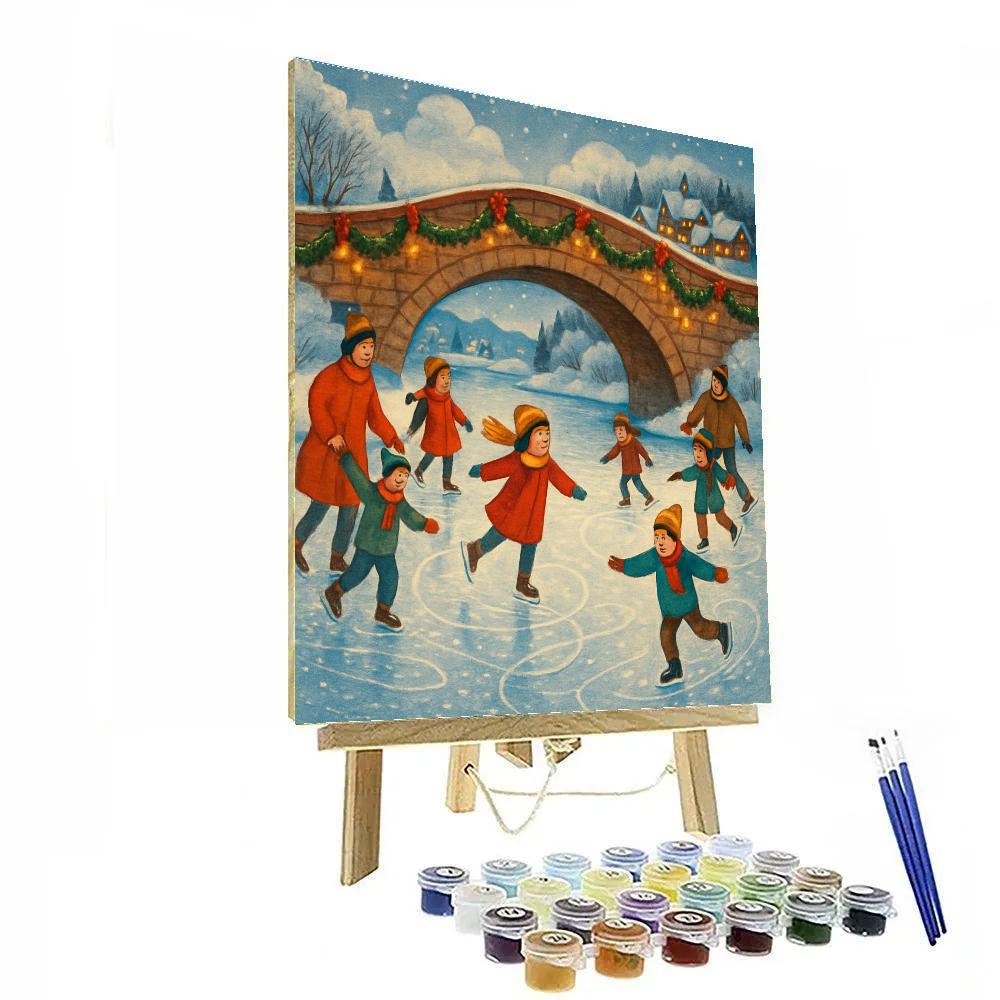 Christmas Skaters Under The Bridge paint by numbers