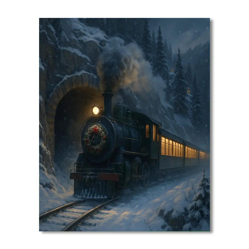 Evergreen Train Through The Mountain Tunnel Number painting