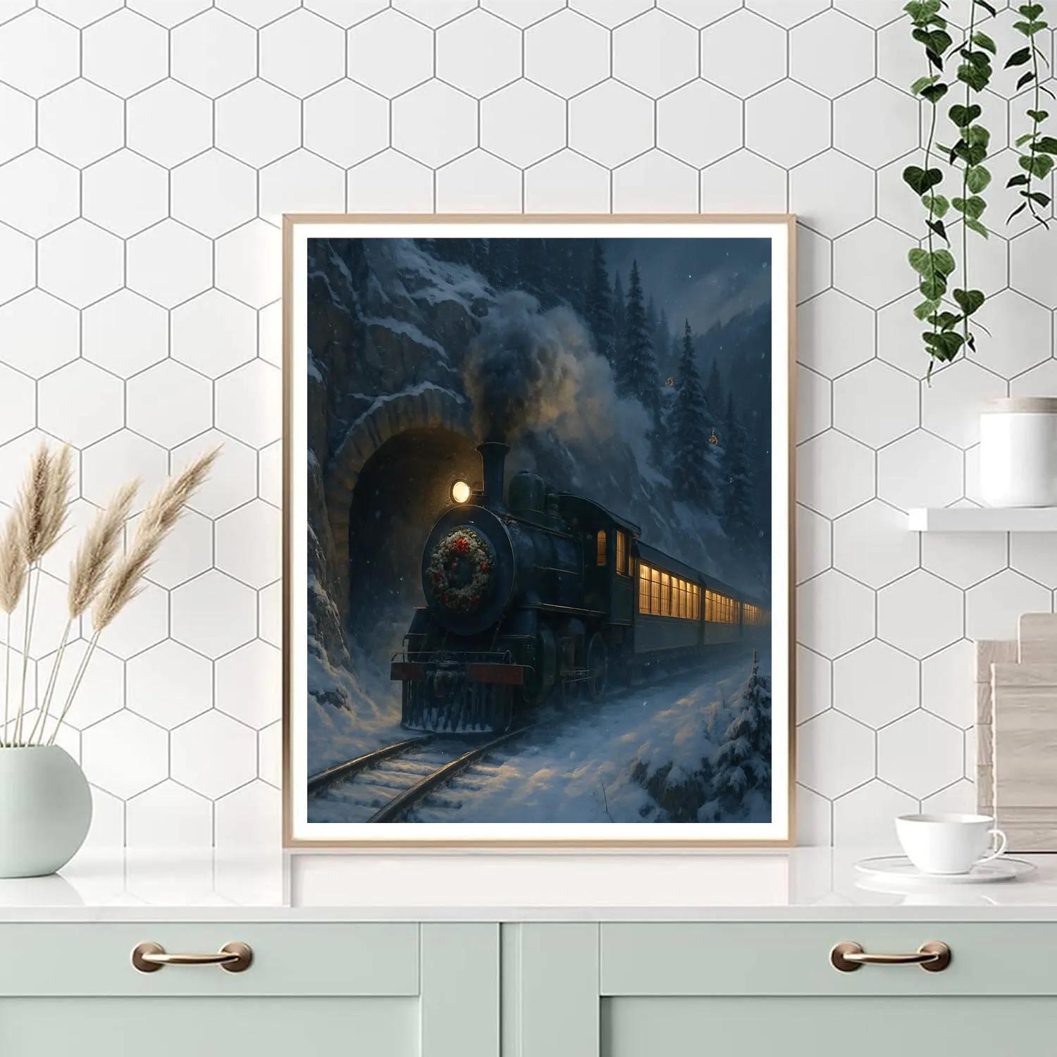 Evergreen Train Through The Mountain Tunnel Number painting
