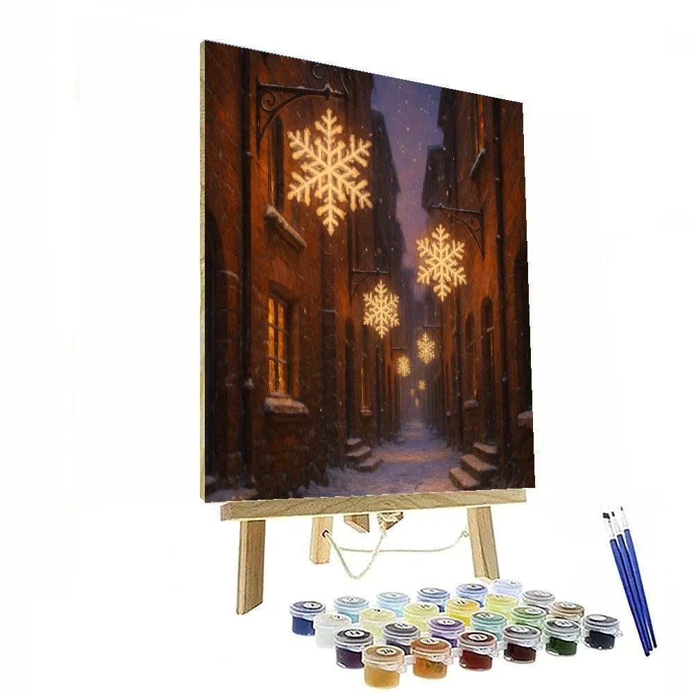 Snowflake Lanterns In The Alleyway Number painting