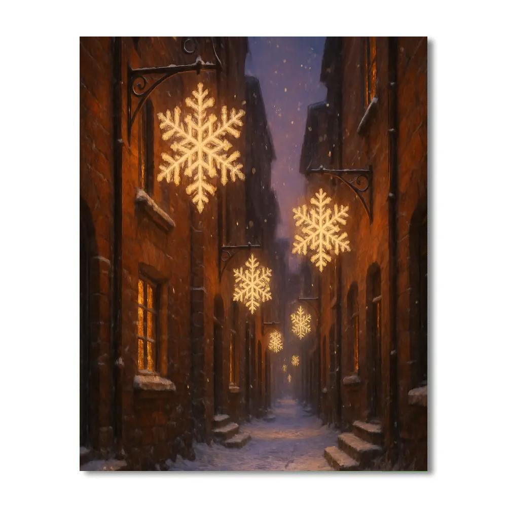 Snowflake Lanterns In The Alleyway Number painting