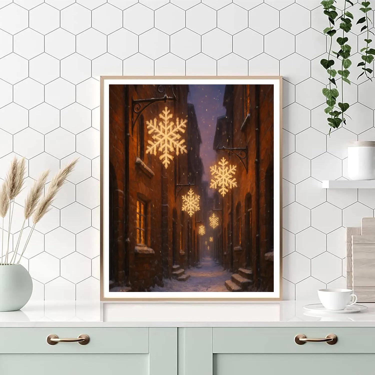 Snowflake Lanterns In The Alleyway Number painting