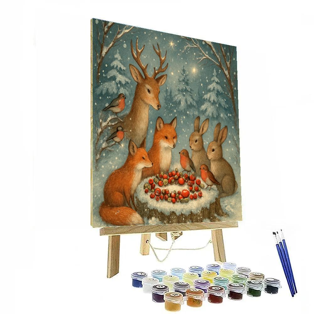 Forest Animals Christmas Feast Number painting