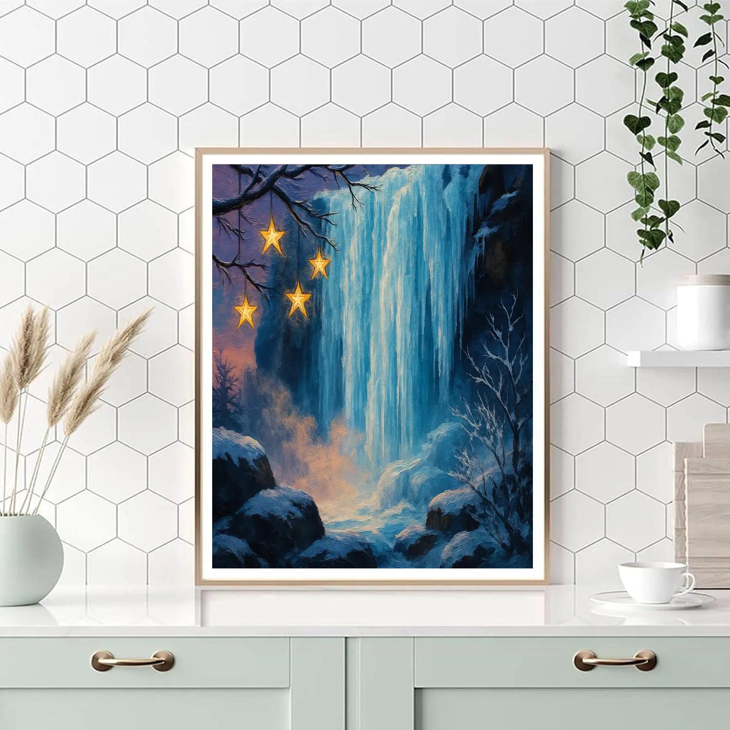 Frozen Waterfall Star Lanterns paint by number