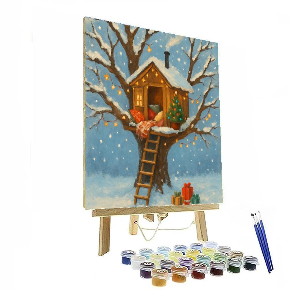 Christmas Morning Treehouse Hideout paint by color