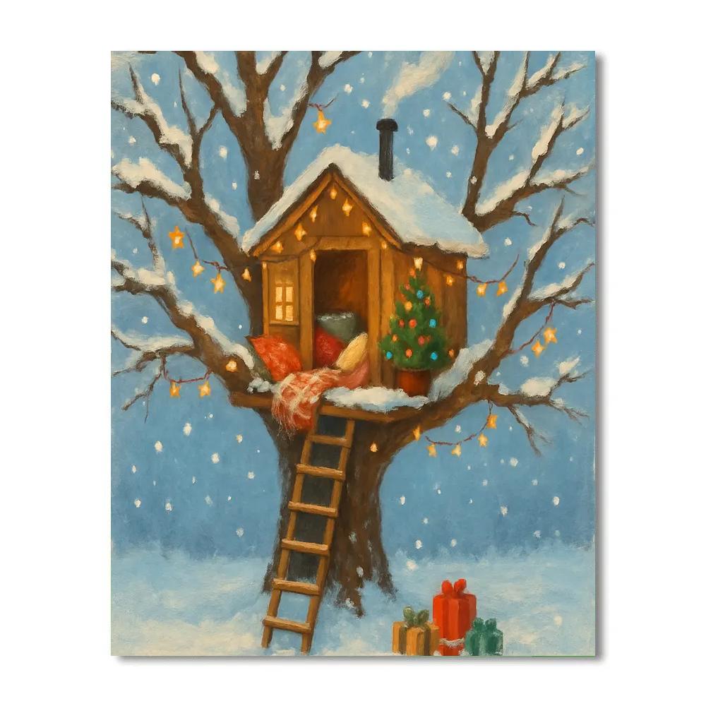 Christmas Morning Treehouse Hideout paint by color