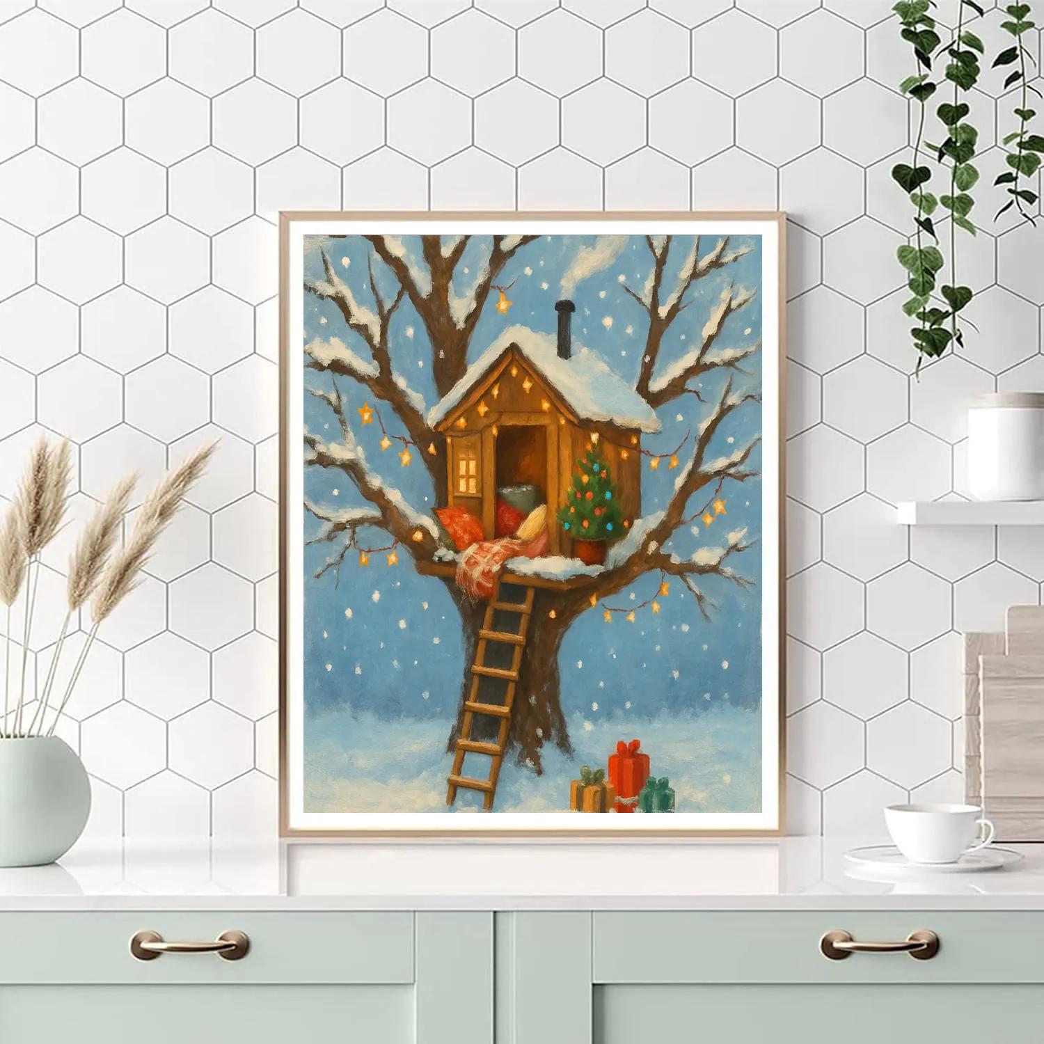 Christmas Morning Treehouse Hideout paint by color