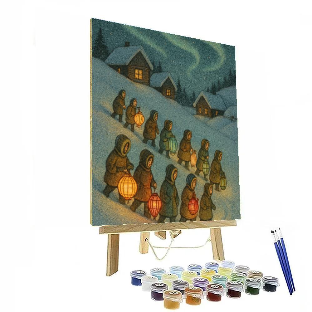 Northern Village Lantern Parade Paint by numbers art