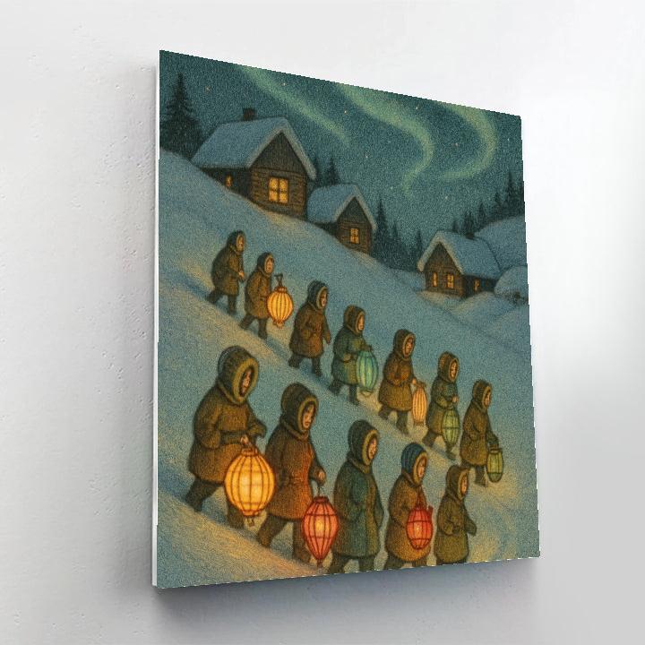 Northern Village Lantern Parade Paint by numbers art