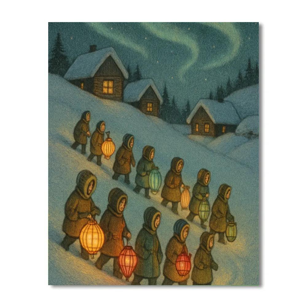 Northern Village Lantern Parade Paint by numbers art