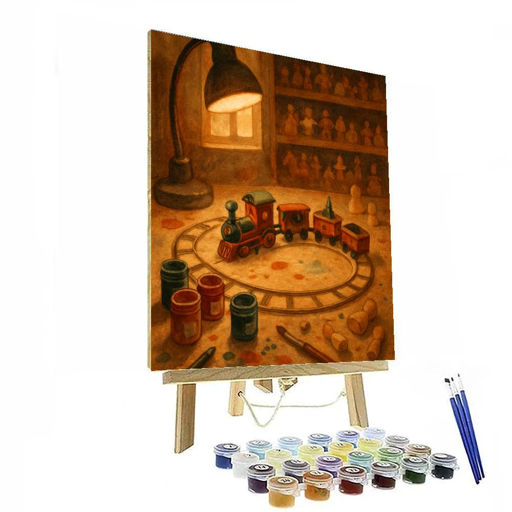 Christmas Train In The Toy Workshop Painting by numbers kit
