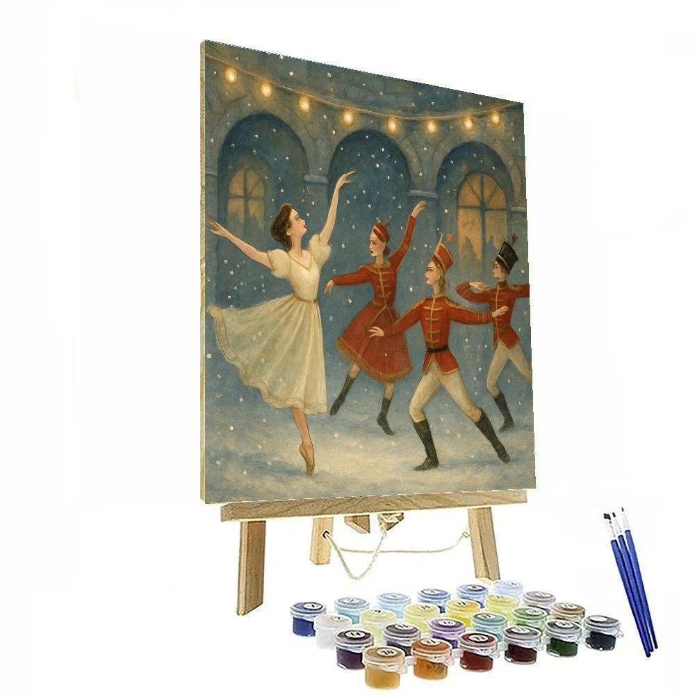 Nutcracker Ballet In The Snowy Courtyard Paint by numbers art