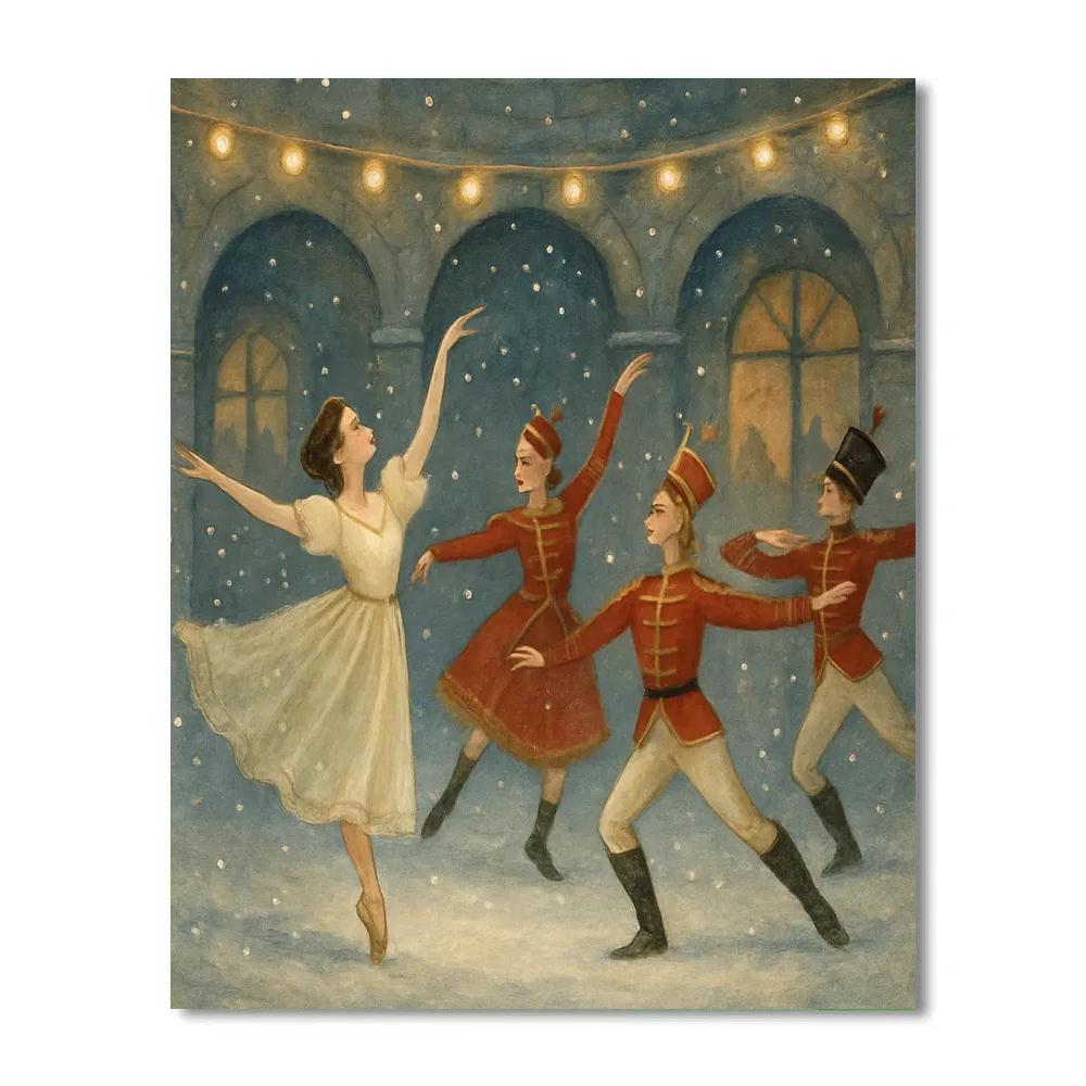 Nutcracker Ballet In The Snowy Courtyard Paint by numbers art