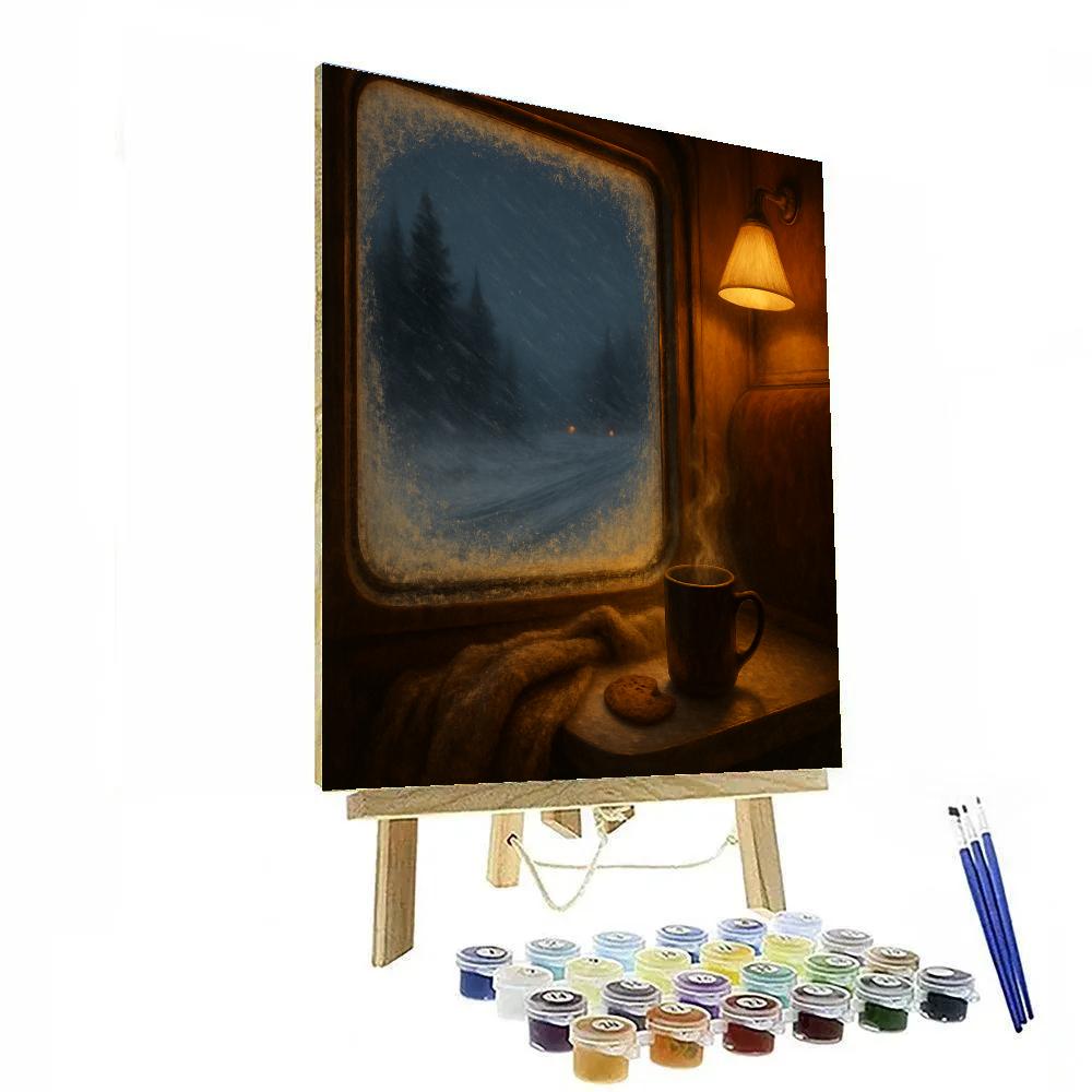 Window Seat On A Christmas Night Train Painting by numbers kit