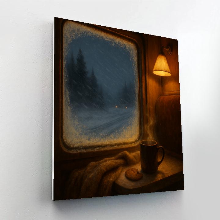 Window Seat On A Christmas Night Train Painting by numbers kit