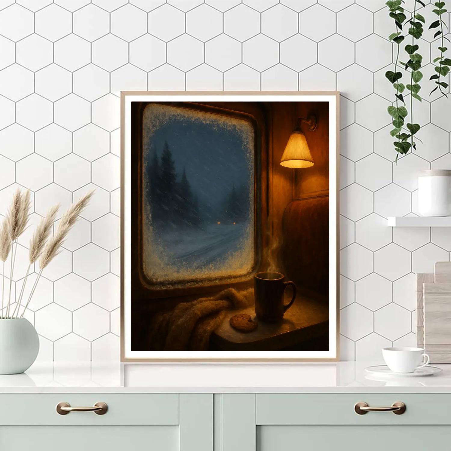 Window Seat On A Christmas Night Train Painting by numbers kit