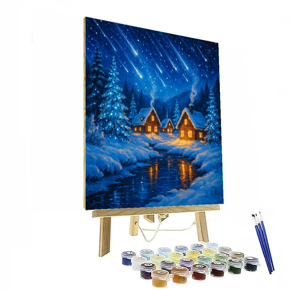 Snowy Meteors Over Christmas Valley Paint by numbers art