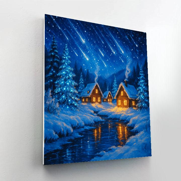 Snowy Meteors Over Christmas Valley Paint by numbers art