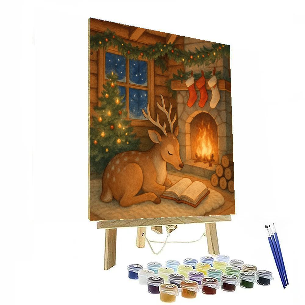 Cozy Reindeer Reading Nook Paint by numbers kits
