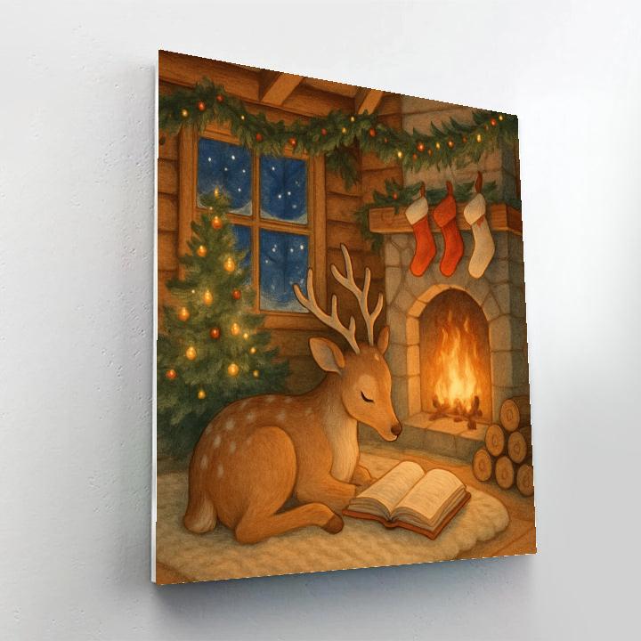 Cozy Reindeer Reading Nook Paint by numbers kits
