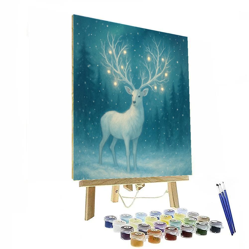 Crystal Antlers Winter Stag Number painting