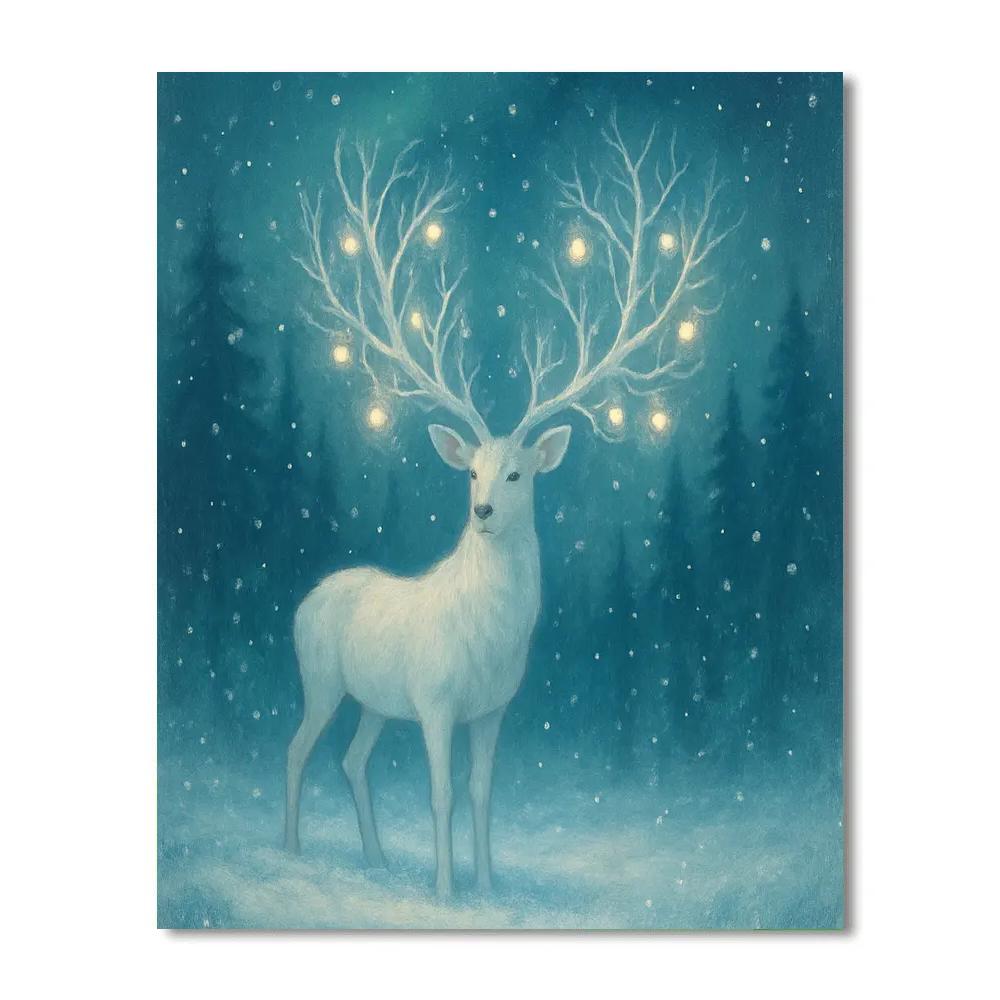 Crystal Antlers Winter Stag Number painting