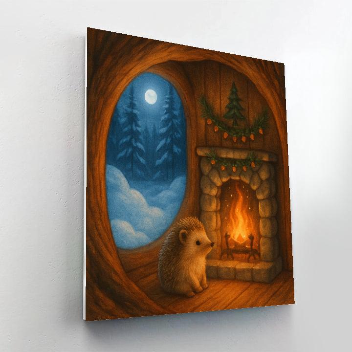 Snowy Hedgehog Winter Hearth painting number kit