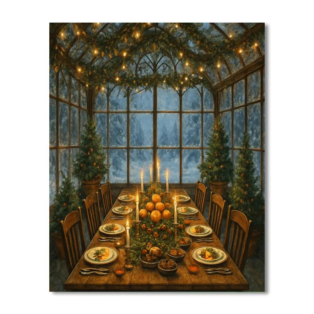 Frosted Greenhouse Winter Feast Numbered painting kits
