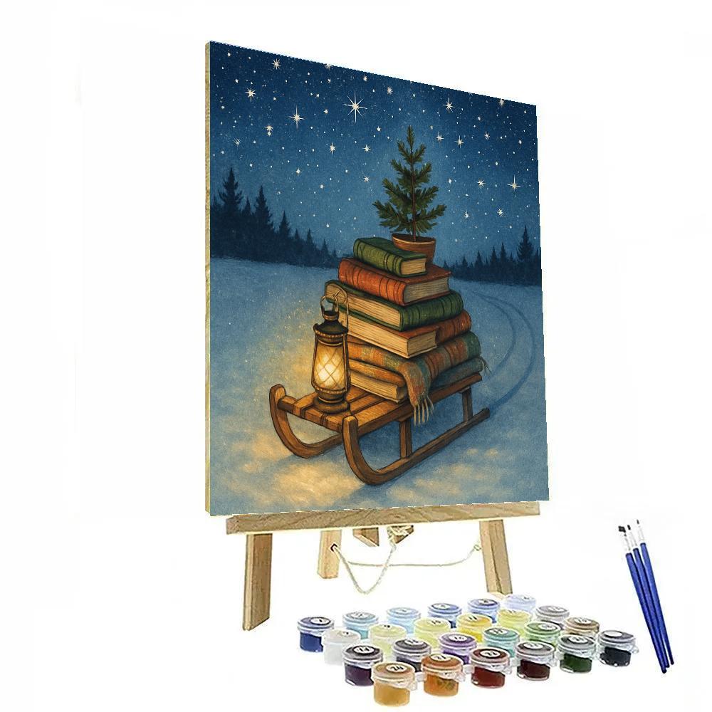Starlit Christmas Sled Library paint by numbers